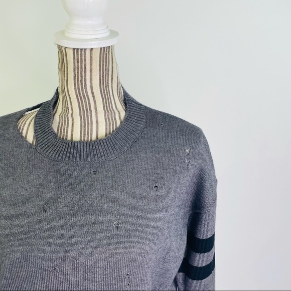 SEN Gwen Rip Design Gray Pullover Jumper Sweater - Picture 4 of 12